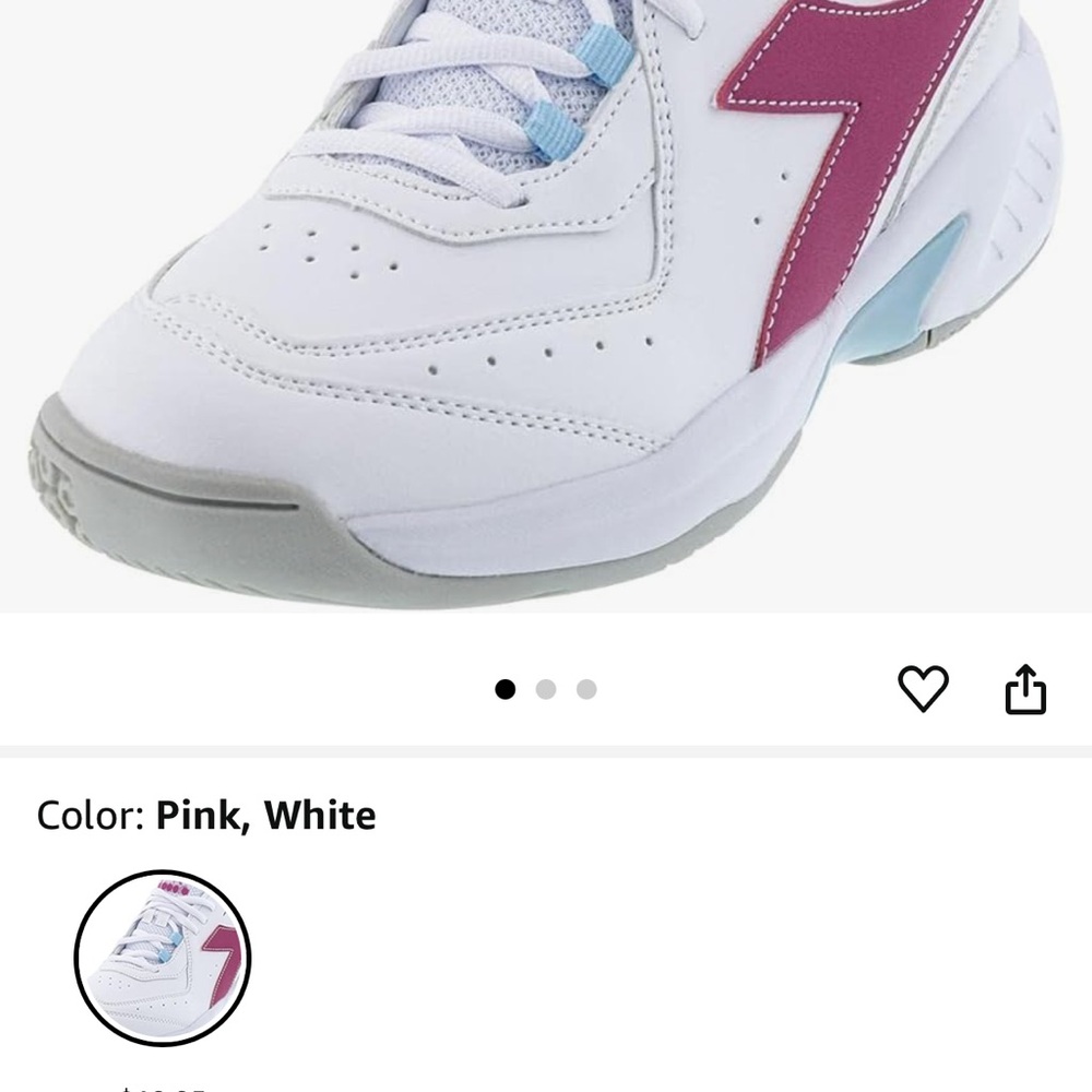 White and Pink Sneakers used for tennis.